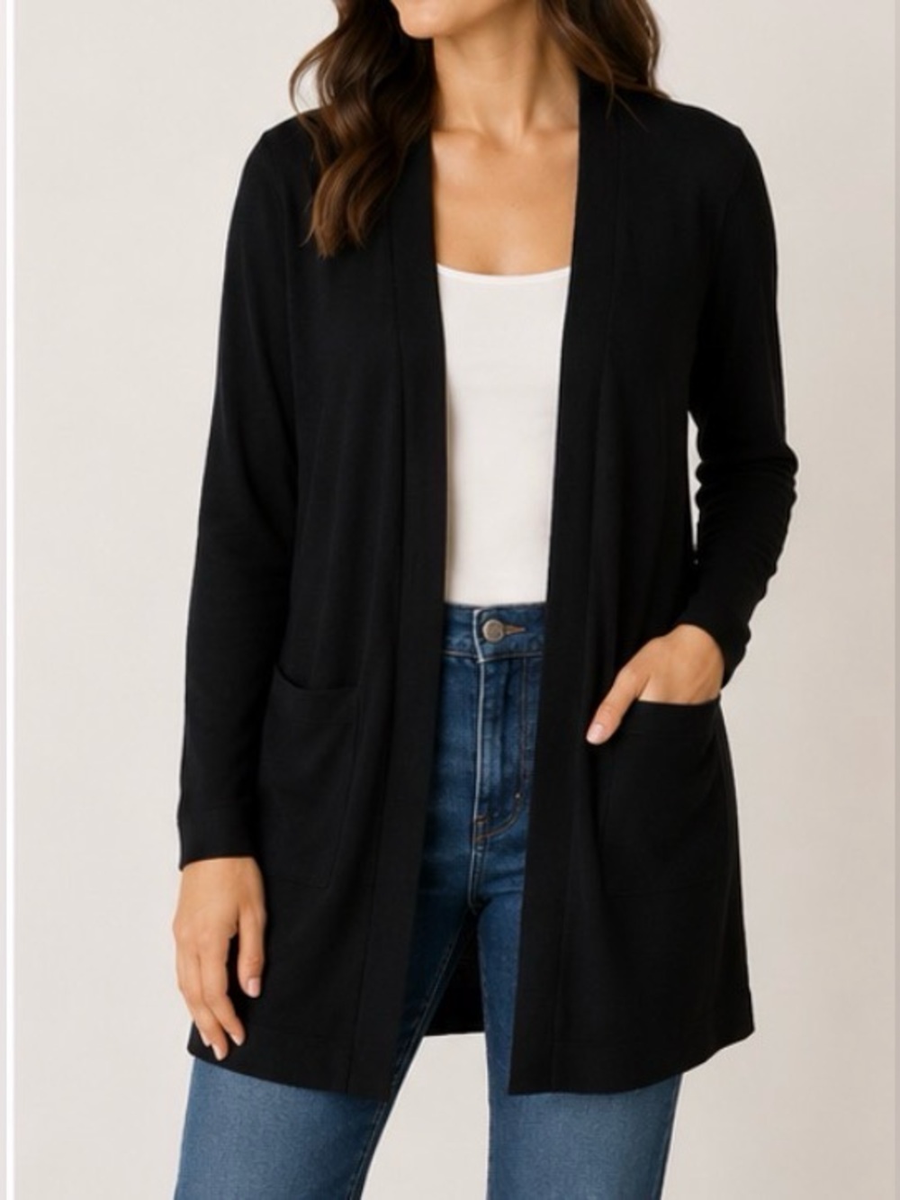 Chico's Black Open-Front Women’s Cardigan Sz1/‎ US Medium